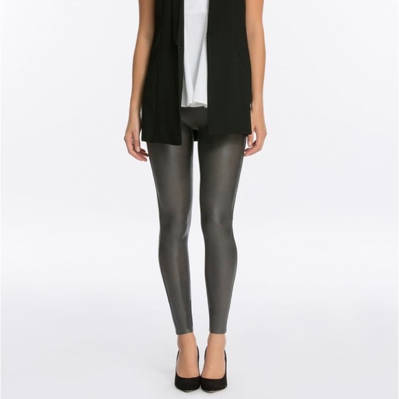 Spanx Gunmetal Faux Leather Leggings 
